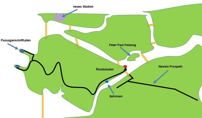 Schema Tour vom Hafen ins Zentrum