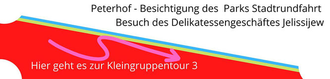 Kleingruppentour 3 Peterhof Besichtigung Park Stadtrundfahrt Delikatessengeschäft Jelissejew